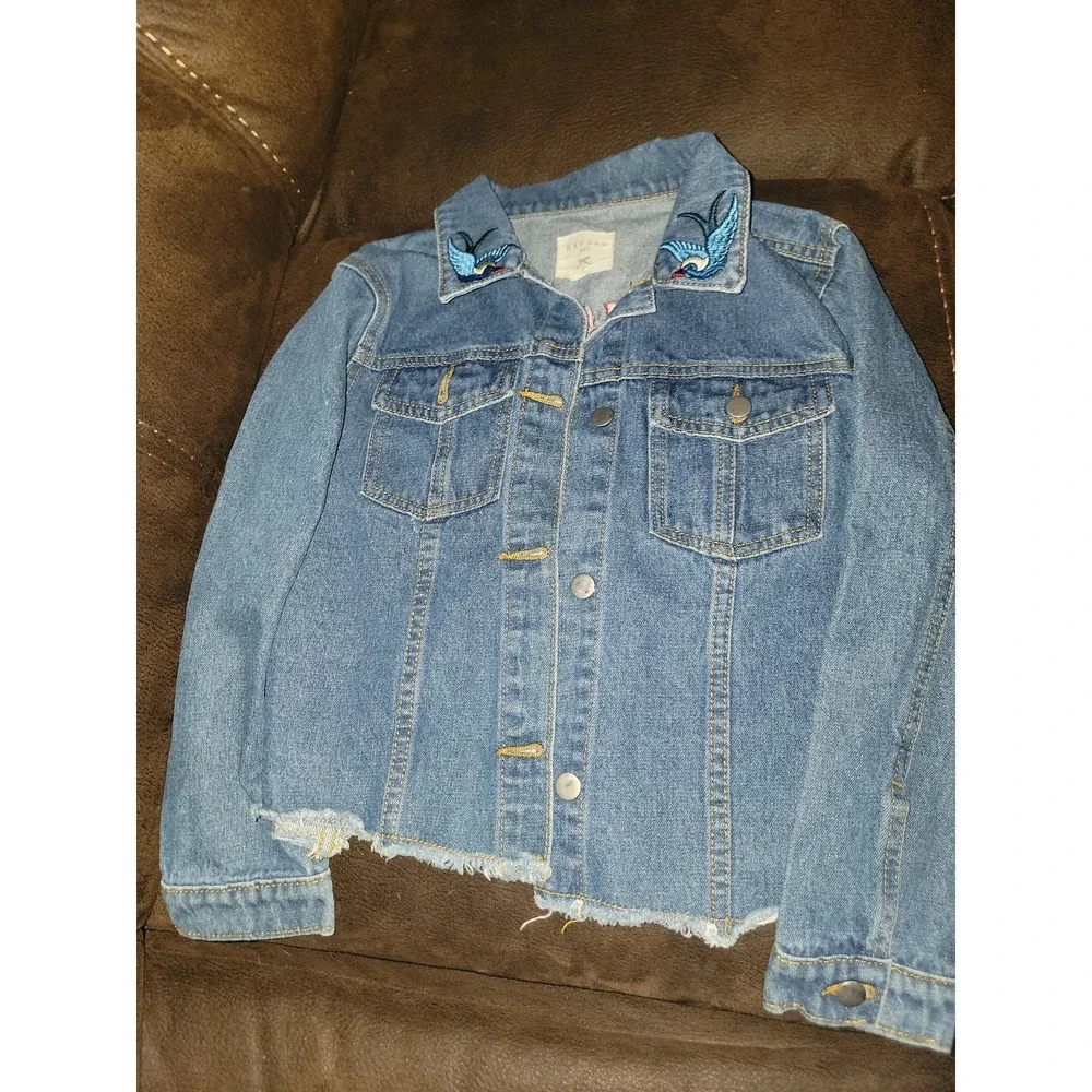 Hayden girls embroidered jean jacket denim bird floral size 9‎ 10